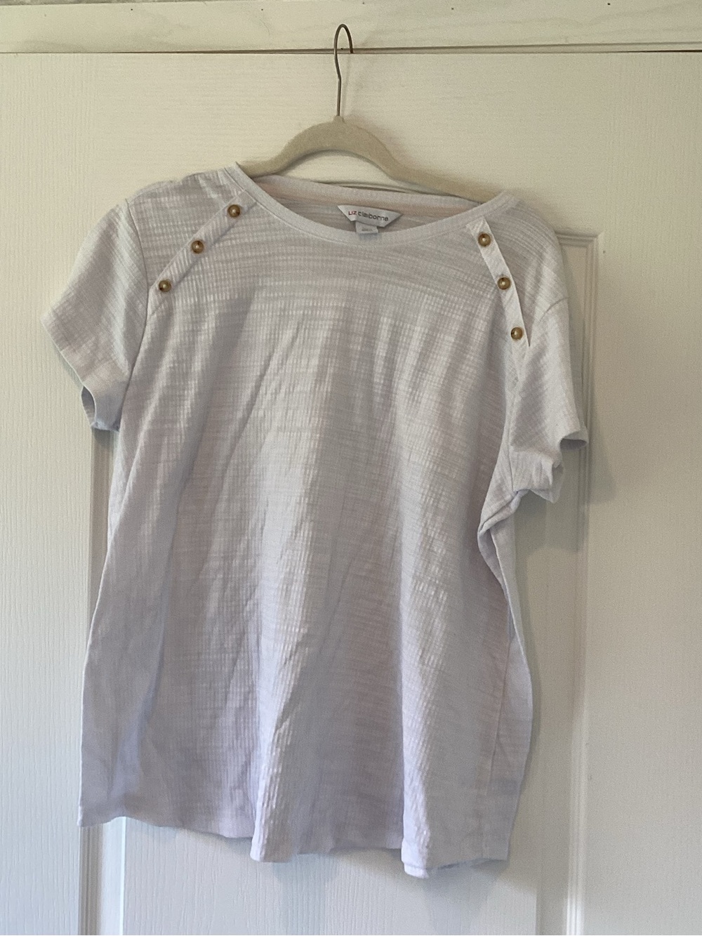 Liz Claiborne Pale Lavender Crewneck Tee with Subtle Texture 2XL Euc